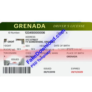 Grenada driver license psd fake template