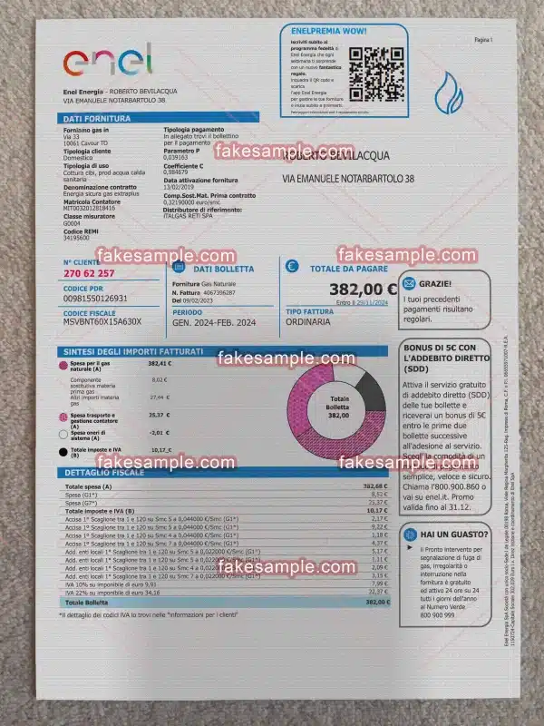 Italy Proof Address Fake Template