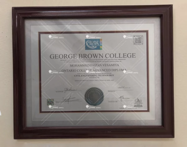 George Brown College Diploma Certificate Fake Template