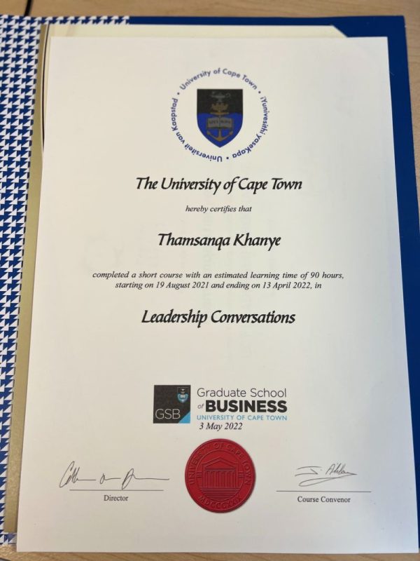 Cape Town University Certificate