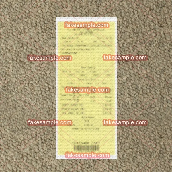 Seychelles Utility Bill Fake Template