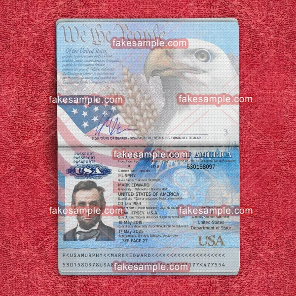 USA Passport Fake Template