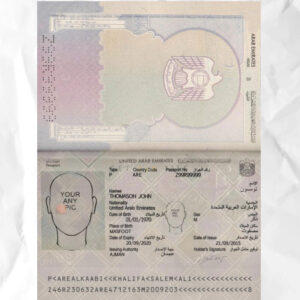 UAE passport fake template psd