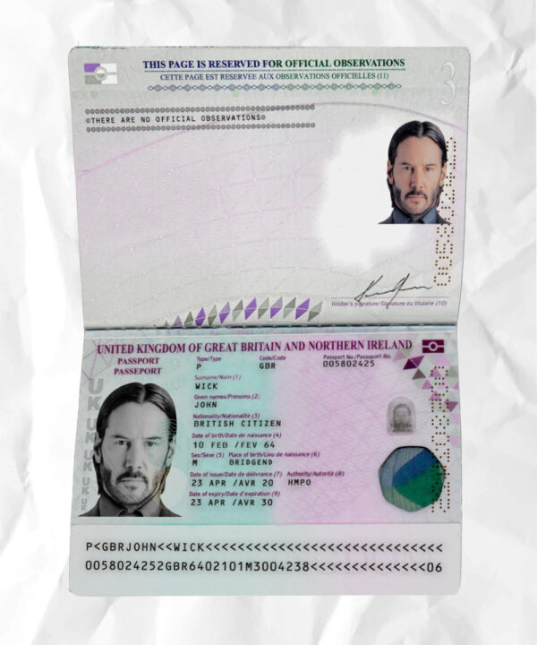 Britain passport fake template psd