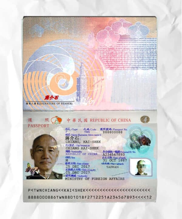 Taiwan passport fake template psd