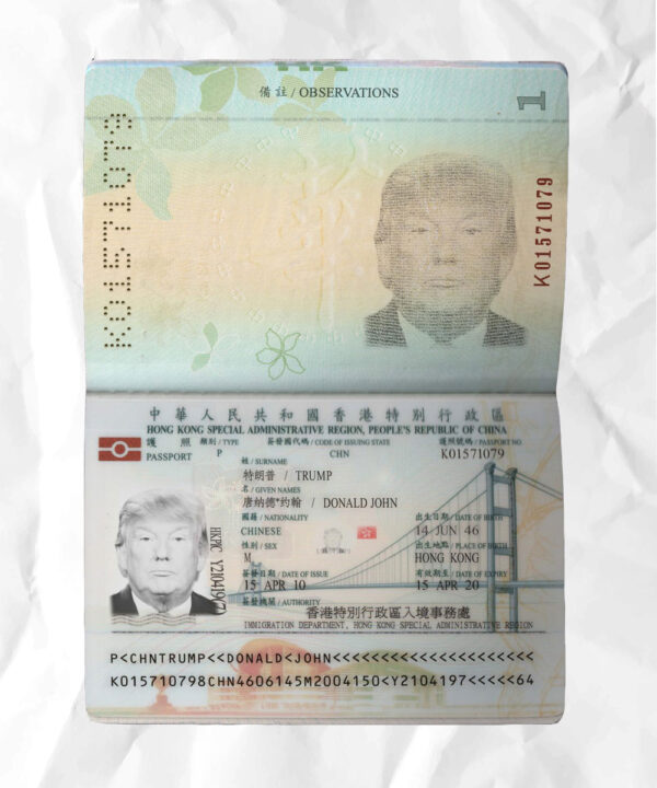 Hong Kong passport fake template psd
