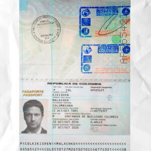 Columbia passport fake template psd