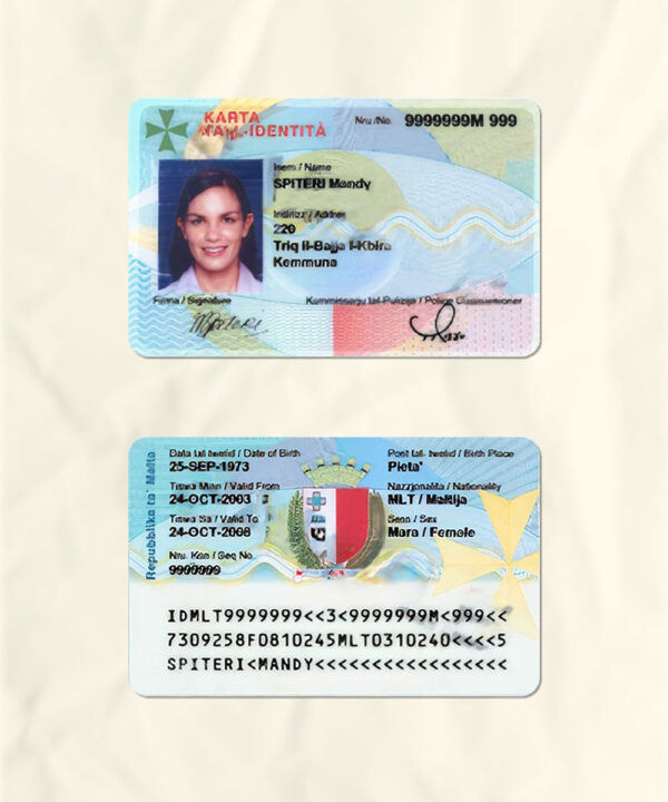 Maltese National Identity Card Fake Template