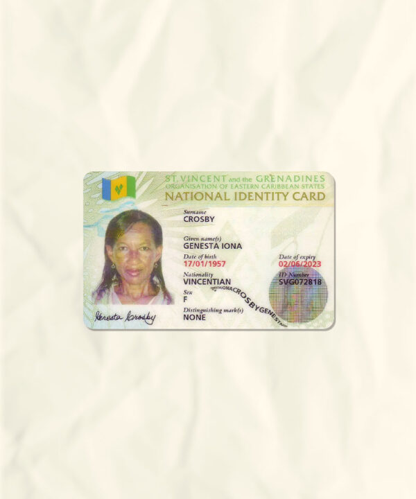 Saint Vincent and Grenadines National Identity Card Fake Template
