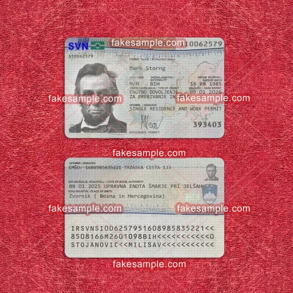 Slovenia Residence Card Fake Template