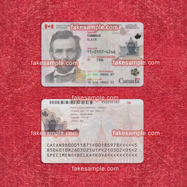 Canada Residence Card Fake Template