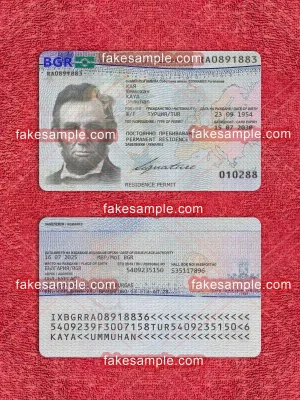 Bulgaria Residence Card Fake Template