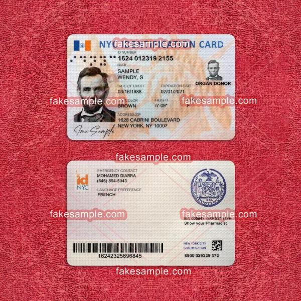 New York National ID Card Fake Template