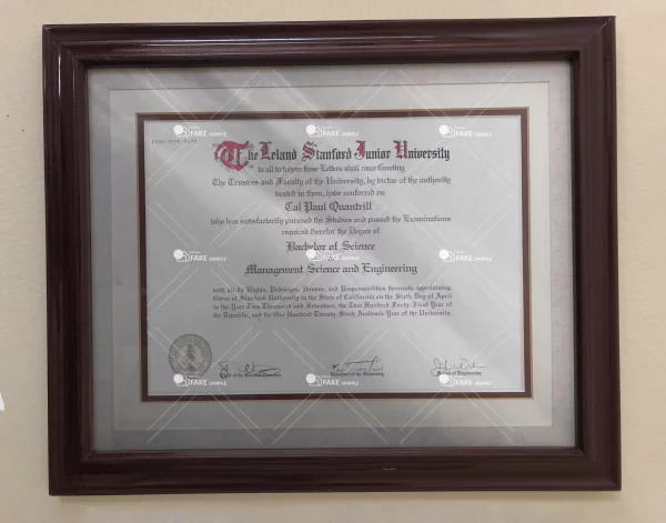 Stanford Degree Certificate Fake Template