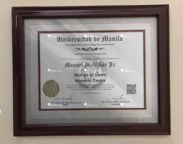 Philippines Manila Degree Certificate Fake Template