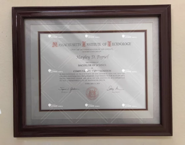 Massachusetts Degree Certificate Fake Template