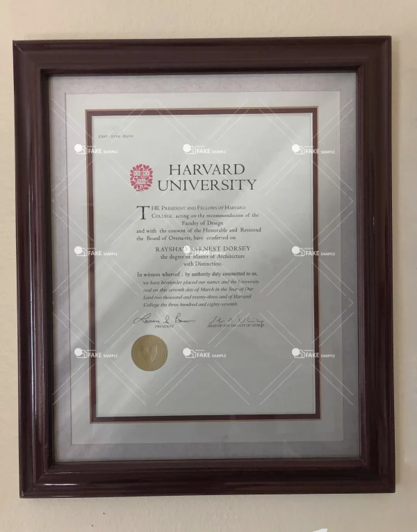 Harvard Degree Certificate Fake Template