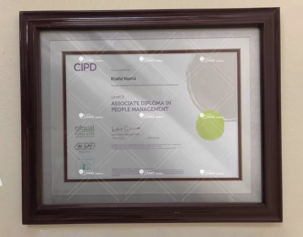 CIPD University Certificate Fake Template