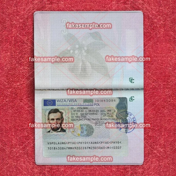 Poland Visa Sticker Fake Template