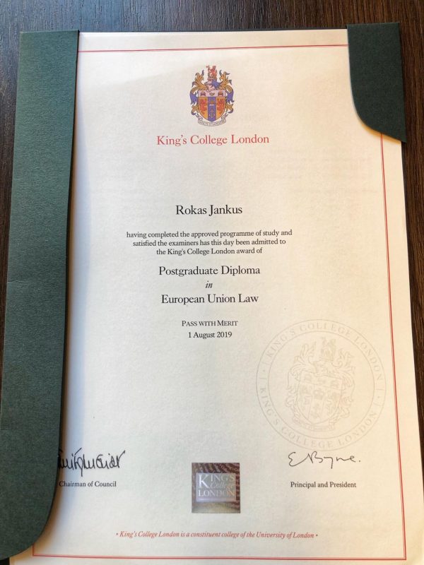 King’s College London (KCL) University Certificate Fake Template