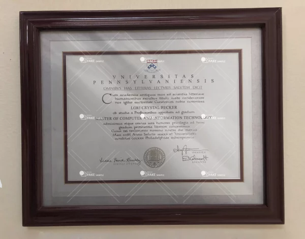 Pennsylvania State University Certificate Fake Template