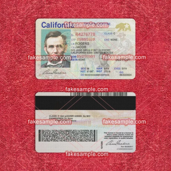 California Driver Licence Fake Template