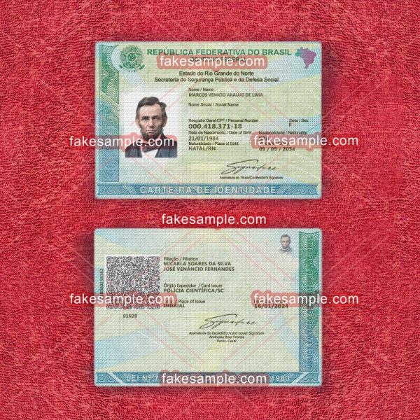 Brazil National ID Card (Version 1) Fake Template