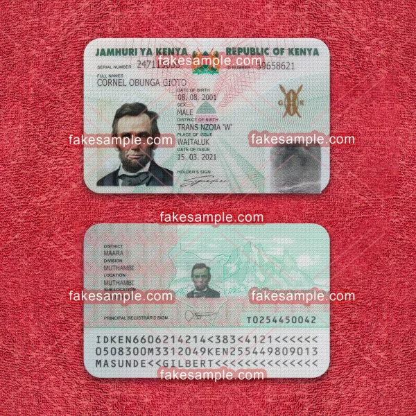 Kenya National ID Card (Version 1) Fake Template