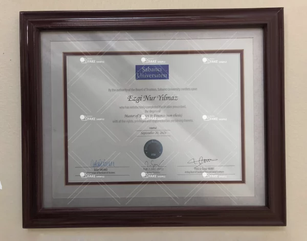 Sabanci Diploma Certificate Fake Template