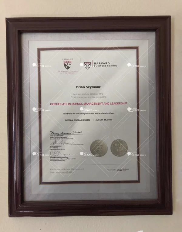 Harvard Business School (Version 1) Diploma Certificate Fake Template