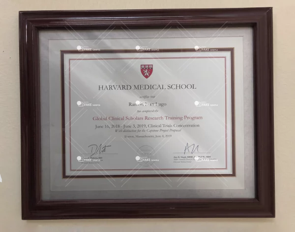 Harvard Medical School Diploma Certificate Fake Template