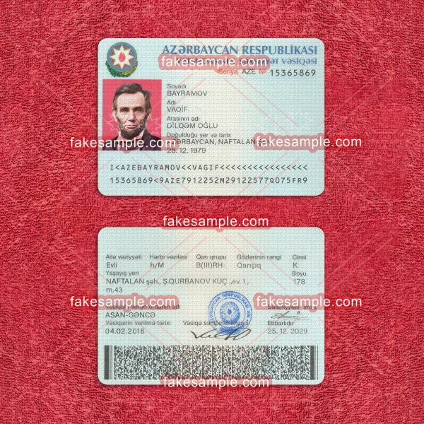 Azerbaijan (Version 1) National ID Card Fake Template