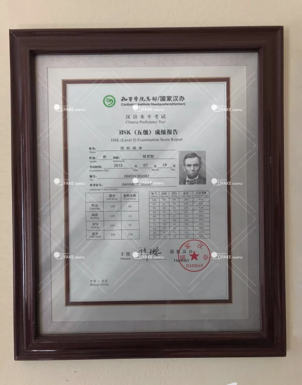 HSK (Version 1) Diploma Certificate Fake Template