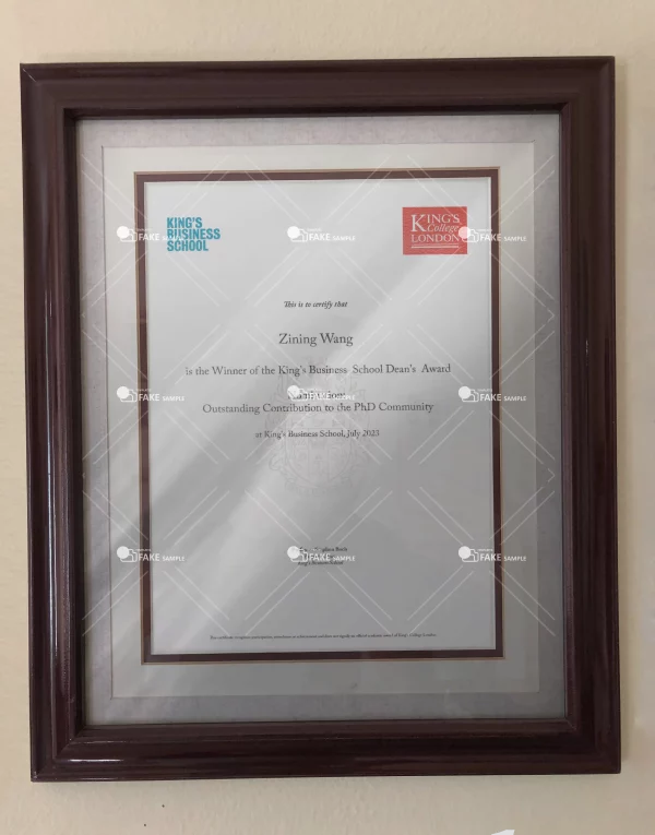 King's Business School Diploma Certificate Fake Template