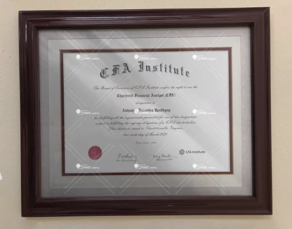 CFA (Version 2) Degree Certificate Fake Template