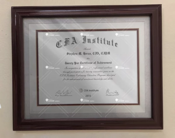 CFA Diploma Certificate Fake Template