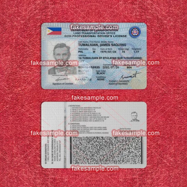 Philippines (Version 1) Driver license Fake Template